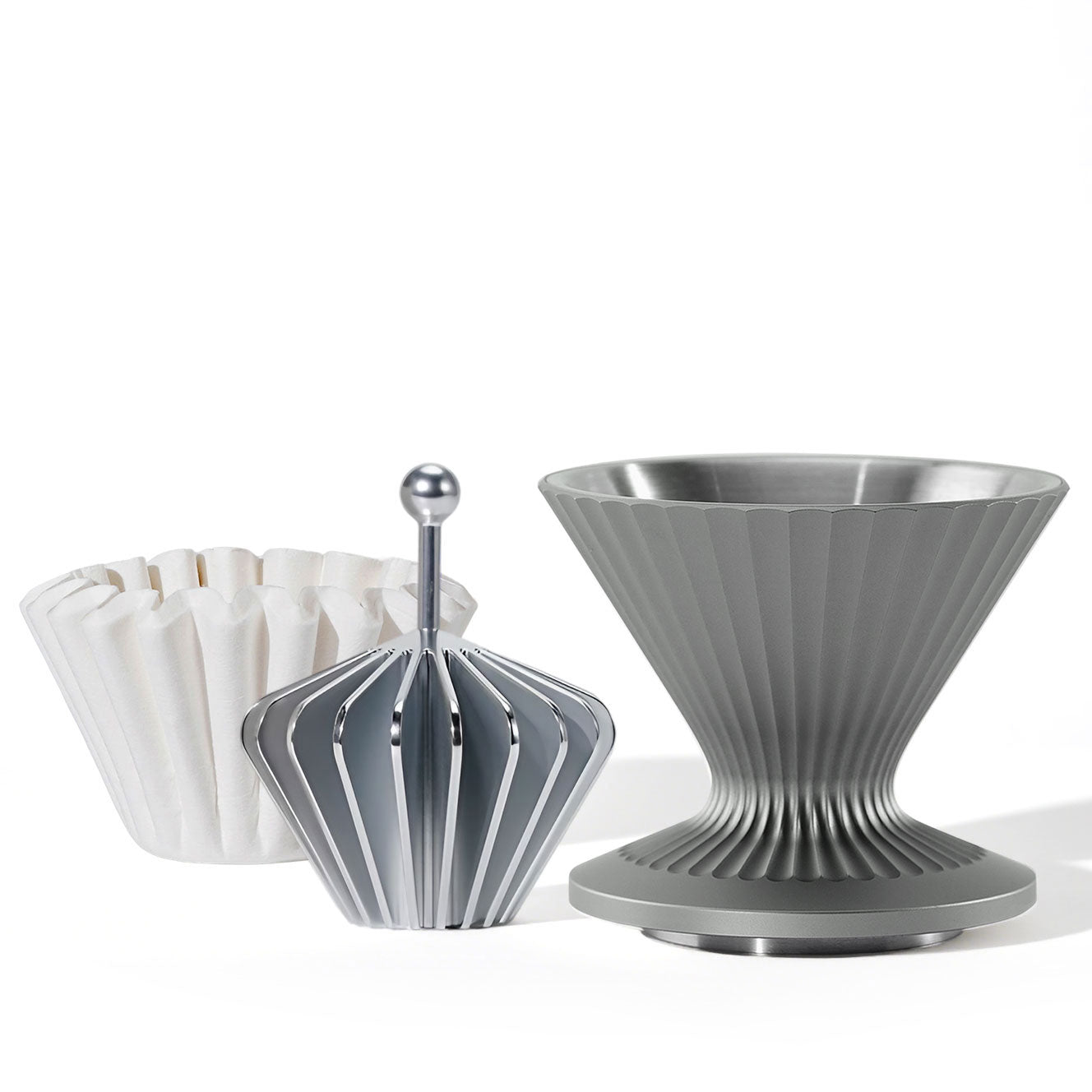 THEDRIPPER BOX DAMNGOOD!! × NATURE TONES 3 in 1 Metal Pour Over Coffee Dripper Set: Stainless Steel Dripper